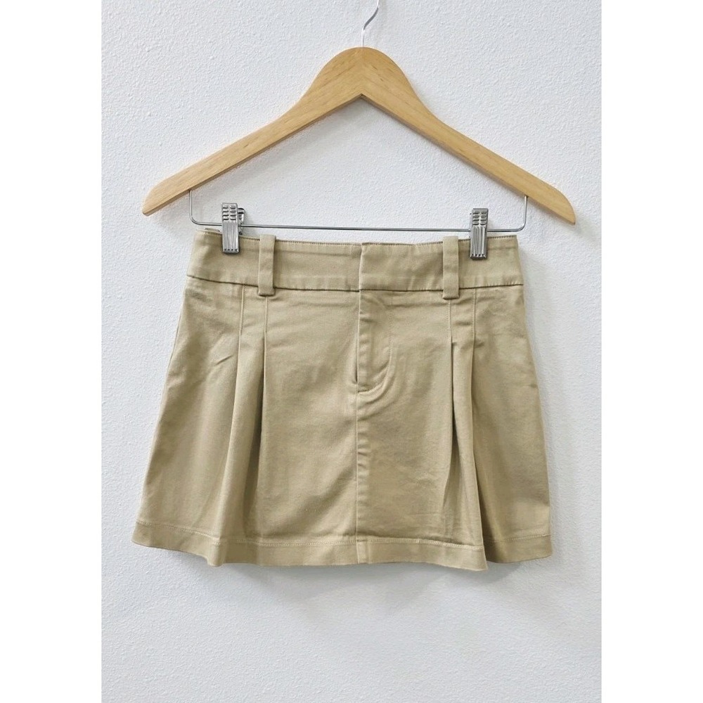 Aritzia Sunday Best Rider Pleated Mini Skirt in Wicker Tan Twill Women's Size 0